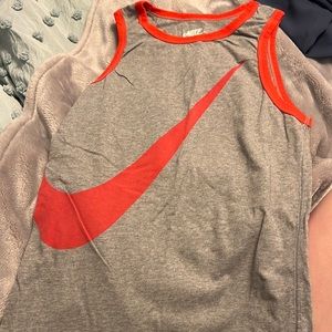 Gray and red Nike tank top